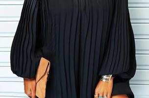 Elegantna plisirana mini obleka Cremona, črna