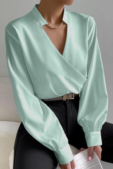 Elegantna bluza z izrezom na preklop Belucca, menta
