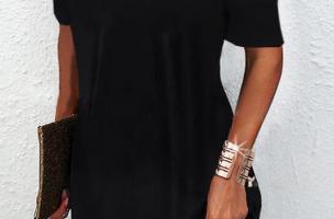 Elegatna mini obleka s kratkimi rokavi, odkritimi rameni in naramnicami Cecina, črna