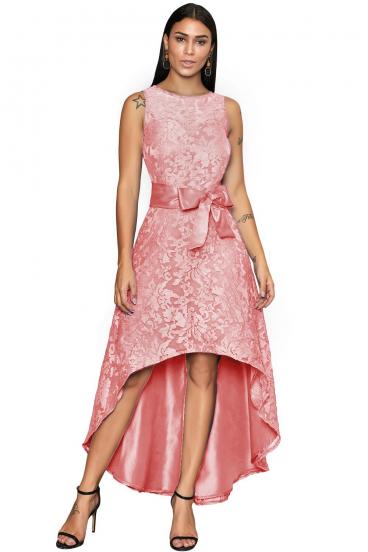 Elegantna mini obleka brez rokavov s čudovito čipko Suzan, roza