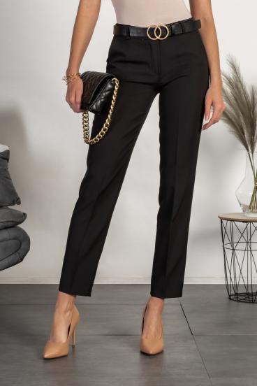 Elegantne dolge hlače z ravnimi hlačnicami Tordina, črne