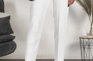 Elegantne dolge hlače z ravnimi hlačnicami Tordina, bele