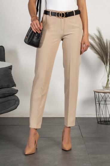 Elegantne dolge hlače z ravnimi hlačnicami Tordina, bež