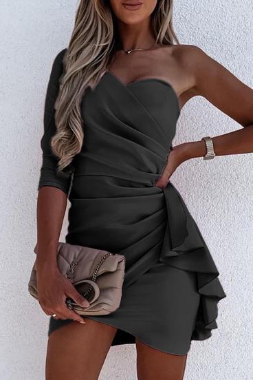 Elegantna mini obleka z volanom Ricaletta, črna
