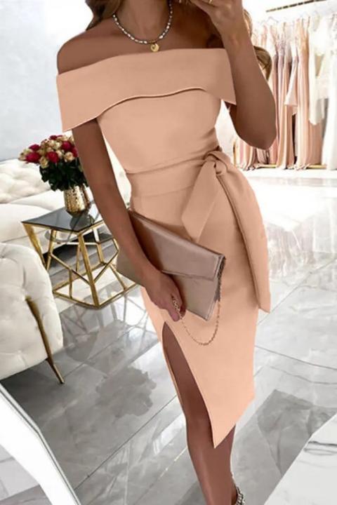 Elegantna midi obleka Faleria, svetlo roza
