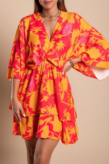 Elegantna mini obleka  s potiskom Amasena, oranžna