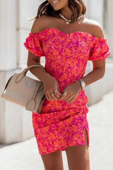 Elegantna mini obleka s potiskom Corvetta, oranžna