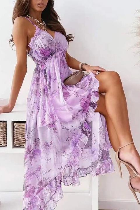 Elegantna maxi obleka s potiskom Noalla, vijola