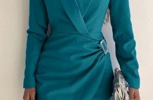 Elegantna mini obleka Farna, svetlo modra