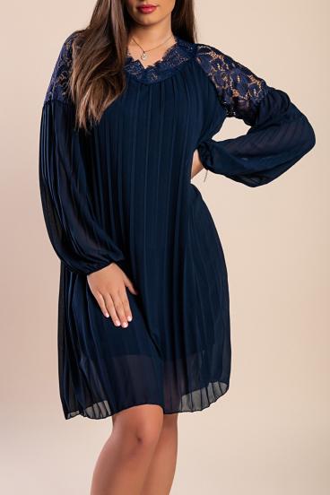 Elegantna plisirana mini obleka Cremona, temno modra