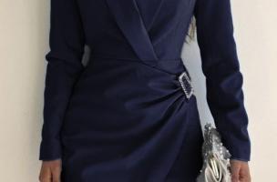 Elegantna mini obleka Farna, temno modra