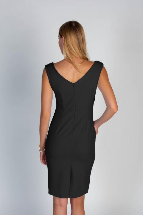Elegantna mini obleka brez rokavov in krilom z nabranim detajlom Montreal, črna