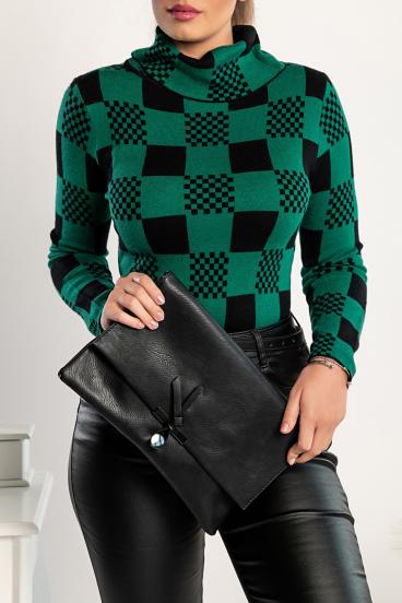 Pulover z vzorcem šahovnice Roldana, zelen