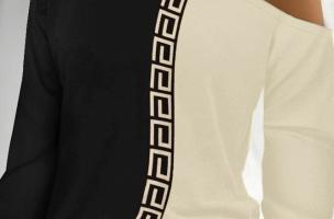 Majica z geometrijskim potiskom Nelyna, črno-bež