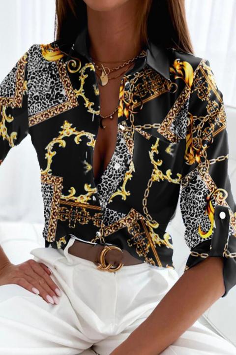 Elegantna bluza s potiskom Mirapox, črna