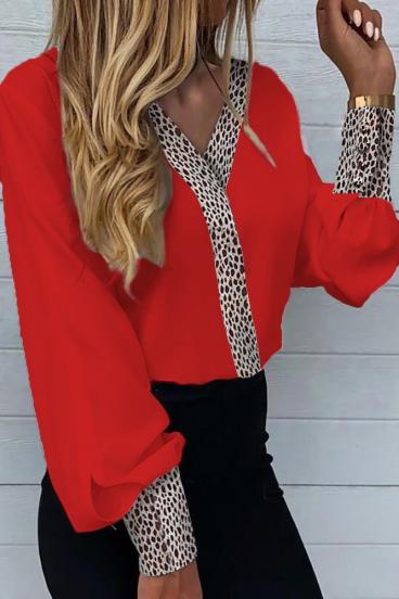 Elegantna bluza z leopardjim potiskom Polina, rdeča