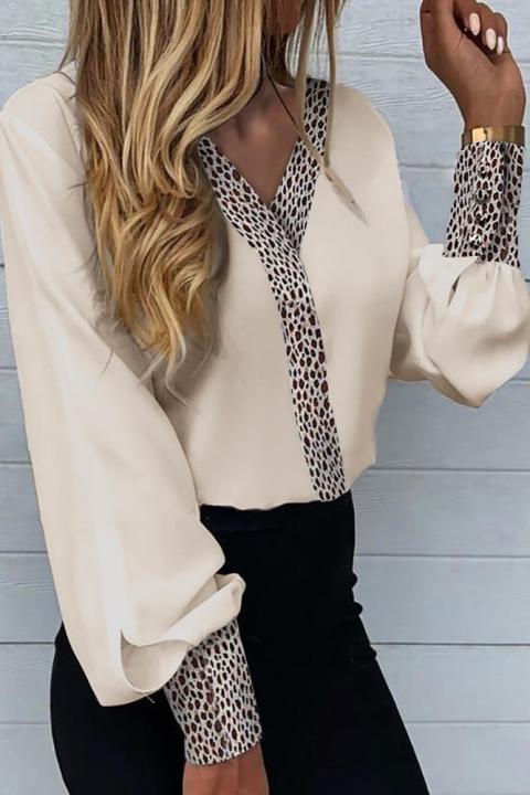 Elegantna bluza z leopardjim potiskom Polina, bež