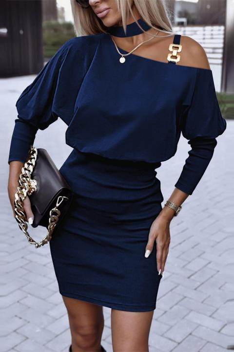 Elegatna mini obleka z asimetričnim izrezom Verrina, temno modra