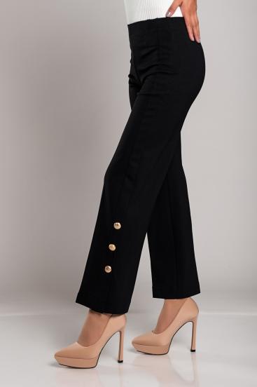 Elegantne hlače z gumbi, črne