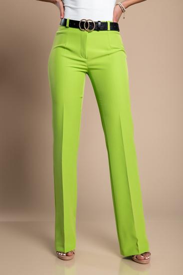 Elegantne dolge hlače z ravnimi hlačnicami, zelene