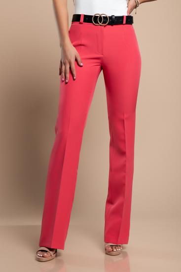 Elegantne dolge hlače z ravnimi hlačnicami, koralna