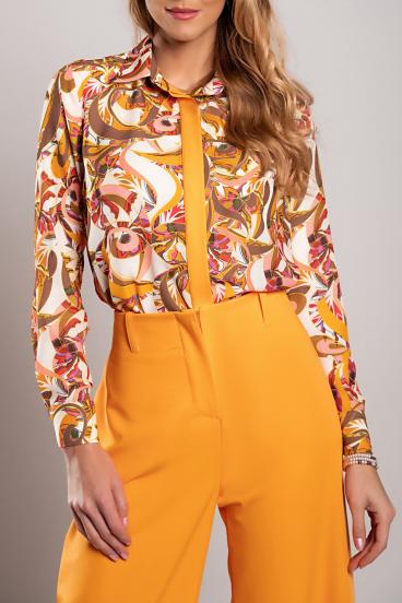 Elegantna srajca s potiskom, oranžna