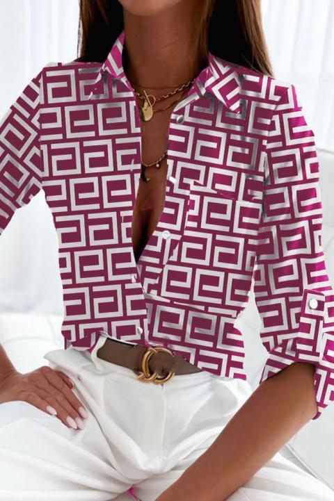 Elegantna bluza z geometrijskim potiskom Lavlenta, fuksija