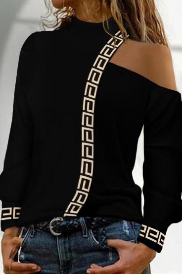 Majica z geometrijskim potiskom Nelyna, črna