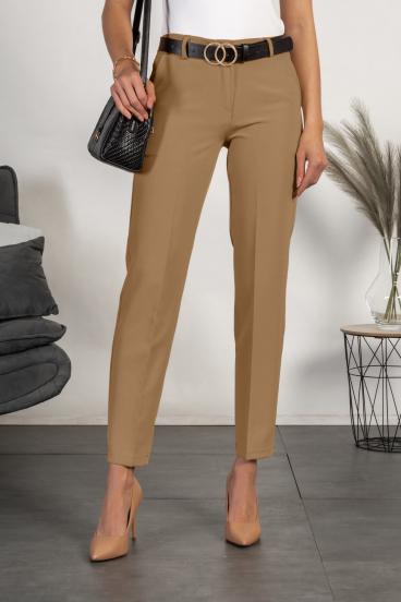 Elegantne dolge hlače z ravnimi hlačnicami Tordina, kamelja