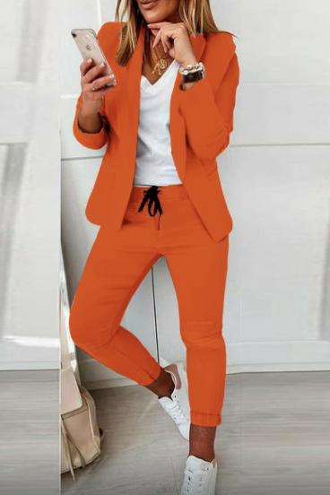 Eleganten enobarvni hlačni kostim Estrena, oranžna