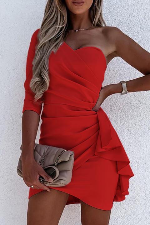 Elegantna mini obleka z volanom Ricaletta, rdeča