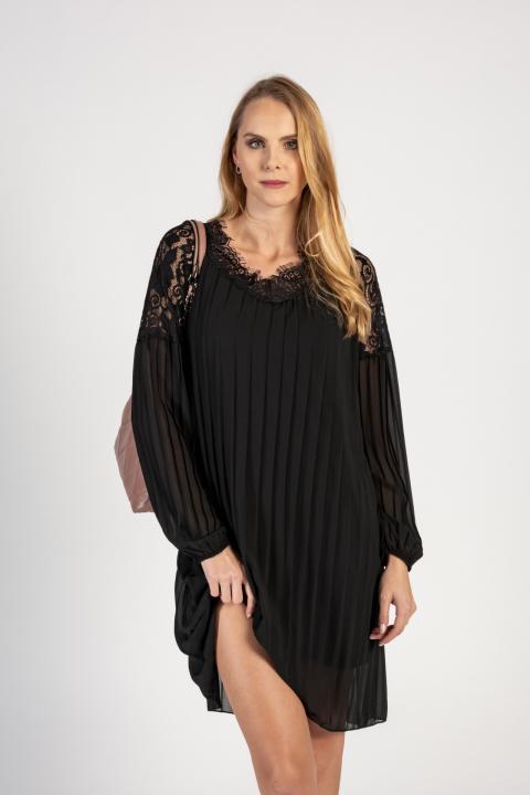 Elegantna plisirana mini obleka Cremona, črna