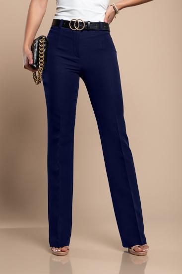 Elegantne dolge hlače z ravnimi hlačnicami, temno modre