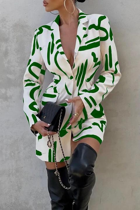 Elegantna mini obleka s potiskom, zelena