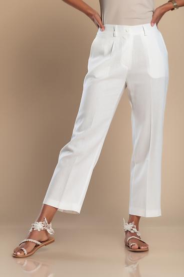 Elegantne lanene hlače, bele