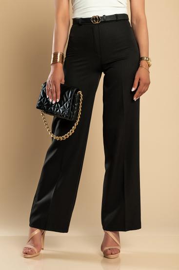 Elegantne dolge hlače z ohlapnimi hlačnicami, črne