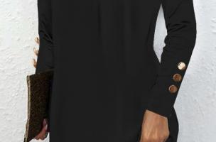 Mini obleka s kovinskim detajlom, črna