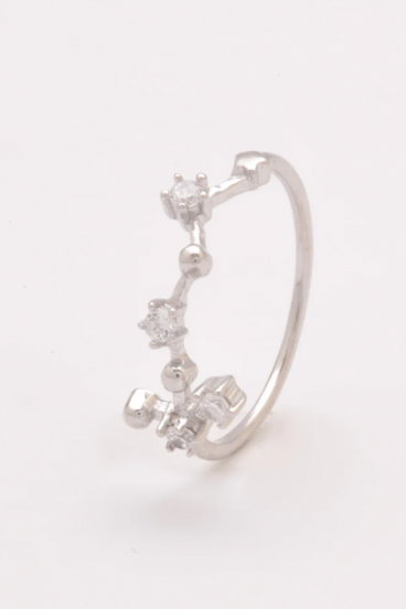 Srebrn prstan z okrasnimi diamanti, ART498 - ŠKORPIJON, srebrna barva