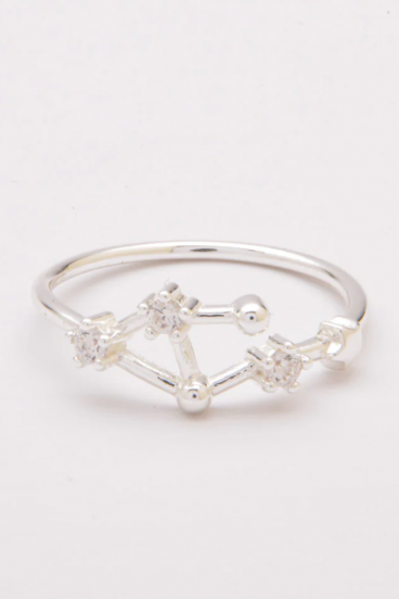 Srebern prstan z okrasnimi diamanti, ART502, TEHNICA, srebrna barva