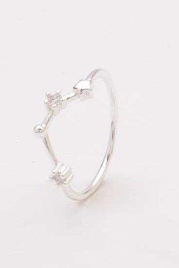 Srebern prstan z okrasnimi diamanti, ART503 - VODNAR, srebrna barva