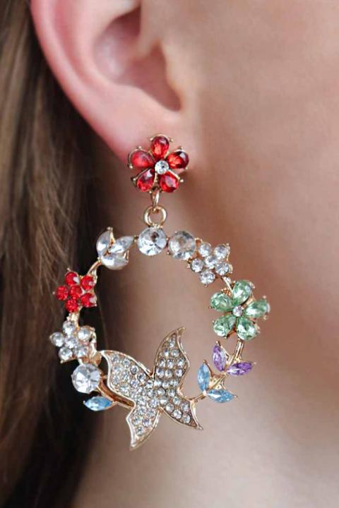 Elegantni uhani z okrasnimi diamanti, ART384, večbarvni