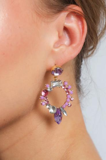Elegantni viseči uhani z okrasnimi diamanti, ART1049, večbarvni