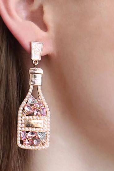 Elegantni viseči uhani z okrasnimi diamanti, ART359, zlate barve