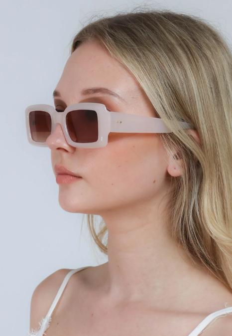 Modna sončna očala s pravokotnimi okvirji, ART2168, bež