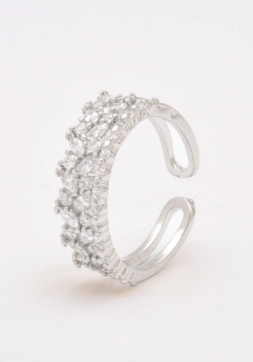 Prstan z okrasnimi diamanti, ART568, srebrne barve