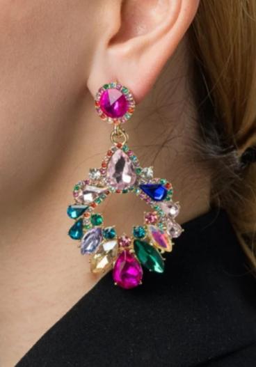 Elegantni uhani z okrasnimi diamanti, ART1045, večbarvni