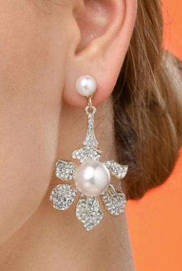 Elegantni uhani z okrasnimi diamanti, beli