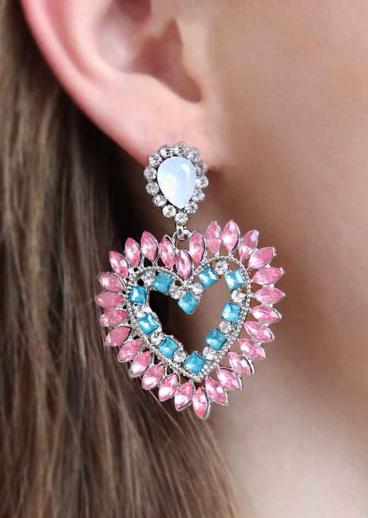 Elegantni uhani z okrasnimi diamanti, roza barve