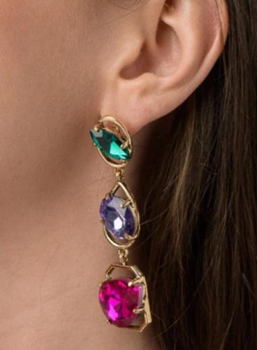 Elegantni uhani z okrasnimi diamanti, večbarvni