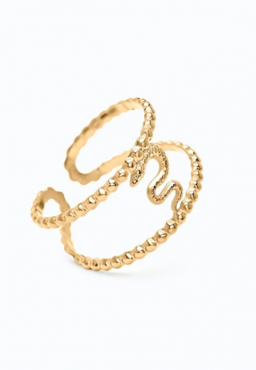 Eleganten prstan z motivom kače, zlate barve